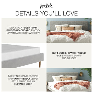 Mr. Kate Daphne Upholstered Bed - Light Gray - King