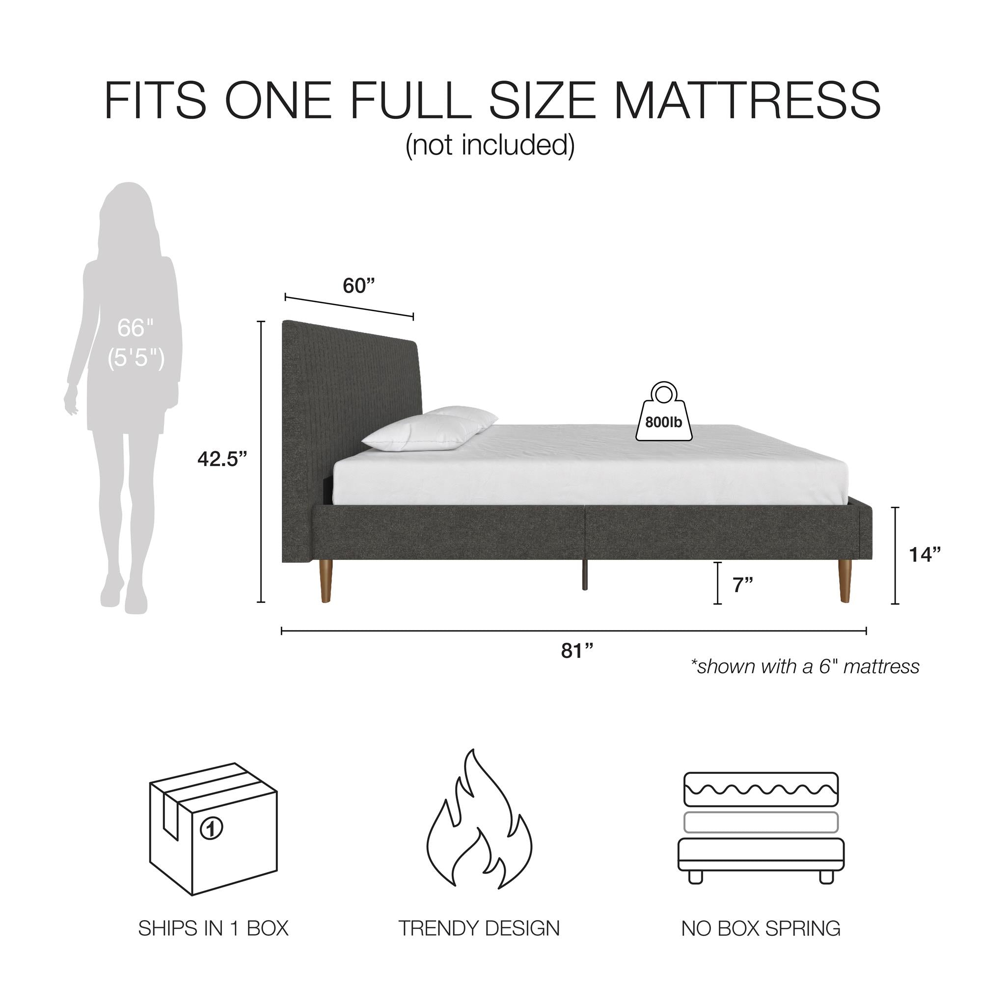 Mr. Kate Daphne Upholstered Bed - Dark Gray - Full