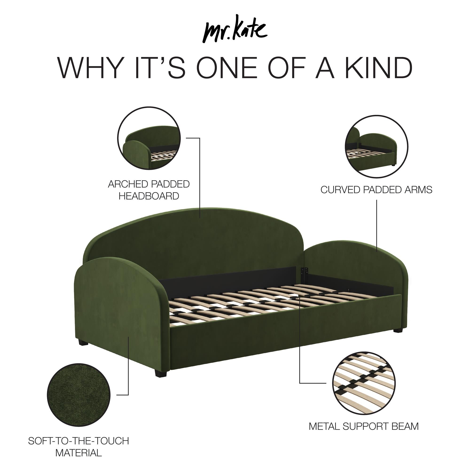 Mr. Kate Moon Upholstered Daybed - Olive Green - Twin
