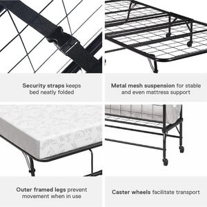 DHP Folding Cot Guest Bed with 5" Mattress - Black - Twin