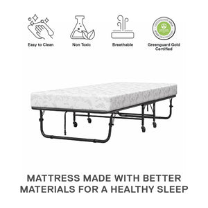 DHP Folding Cot Guest Bed with 5" Mattress - Black - Twin