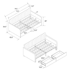 RealRooms Stratford Daybed with Storage Drawers - Cream - Twin