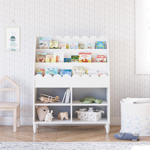 Max & Finn Cloud Kids' Bookshelf with Toy Storage Organizer - White
