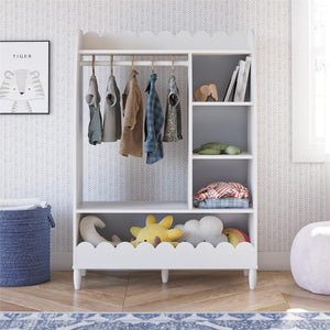 Max & Finn Cloud Kids Dress Up Storage Rack with Toy Organizer - White