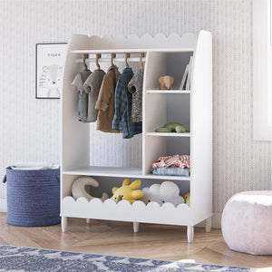 Max & Finn Cloud Kids Dress Up Storage Rack with Toy Organizer - White