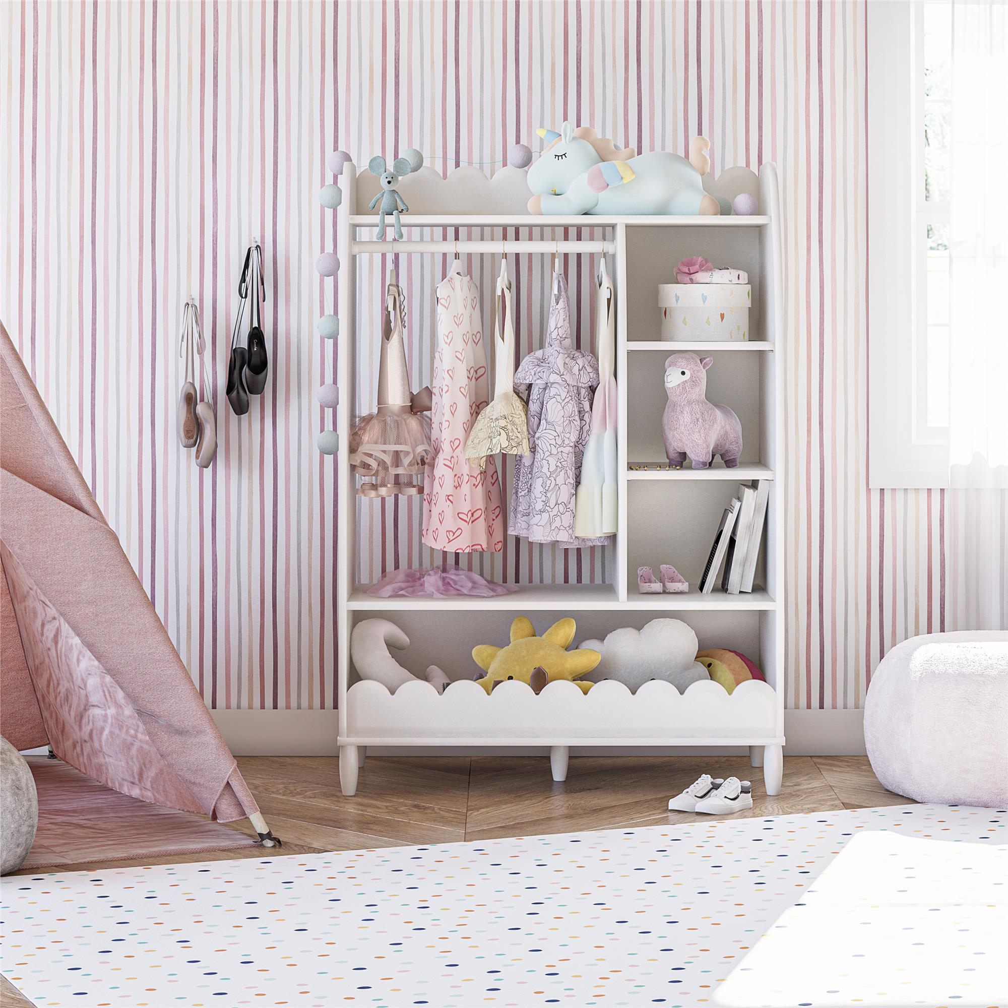 Max & Finn Cloud Kids Dress Up Storage Rack with Toy Organizer - White