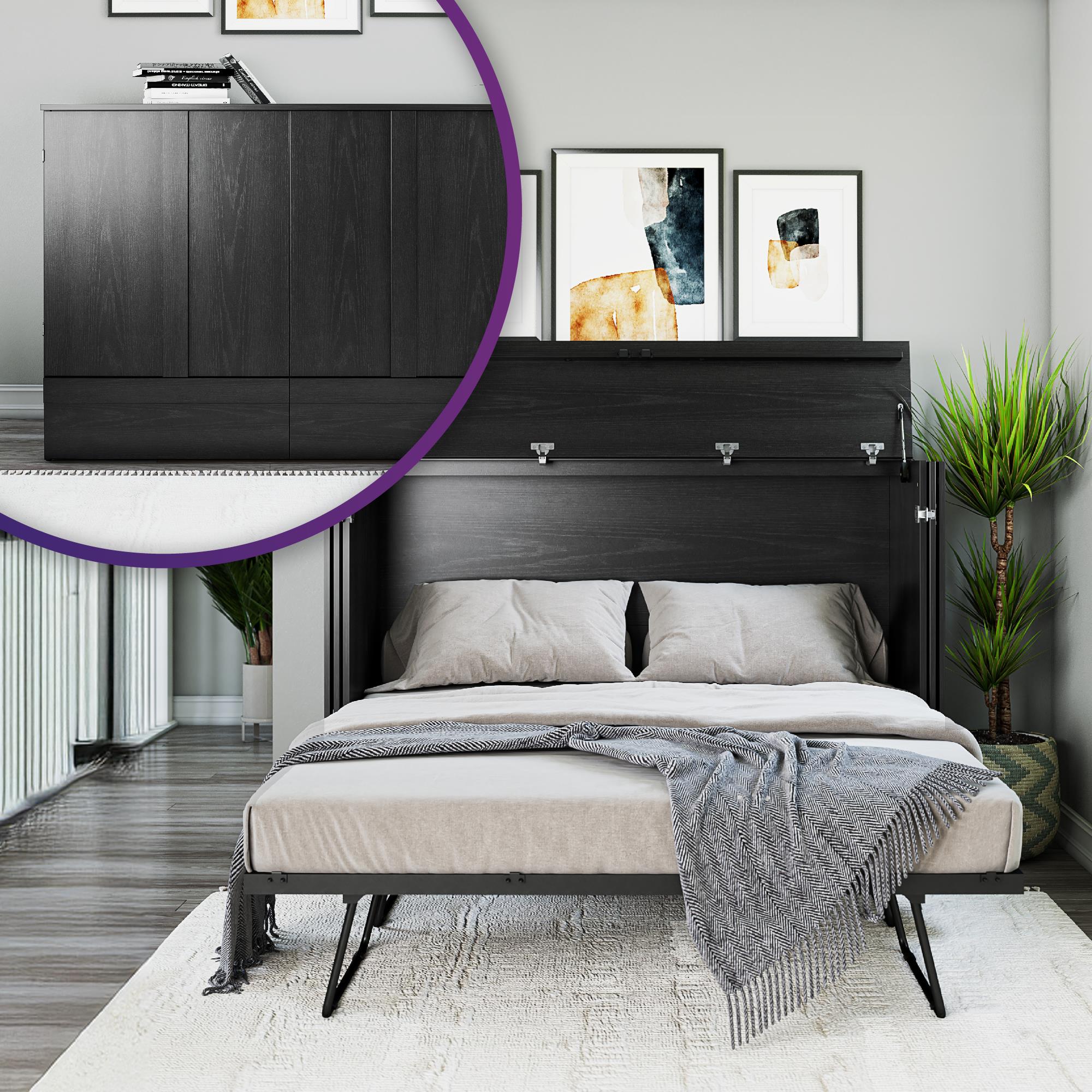 Signature Sleep Paramount Tri-Fold Cabinet Bed - Black Oak - Queen