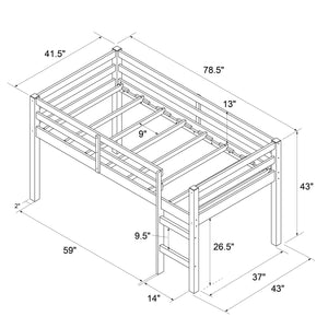 DHP Milton Kids' Low Wood Loft Bed - Gray