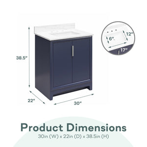 RealRooms Hannson 30" Bathroom Vanity with Sink - French Blue - 30"
