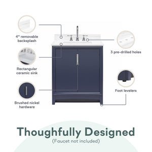 RealRooms Hannson 30" Bathroom Vanity with Sink - French Blue - 30"