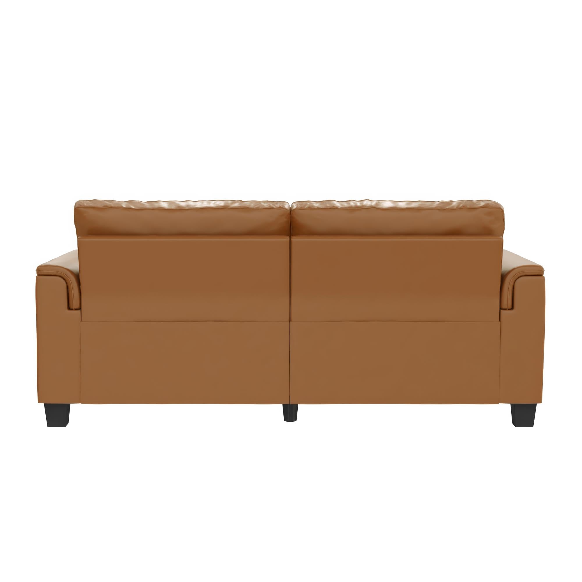 DHP Colton 75.5" Upholstered Sofa - Camel Faux Leather - 3-Seater