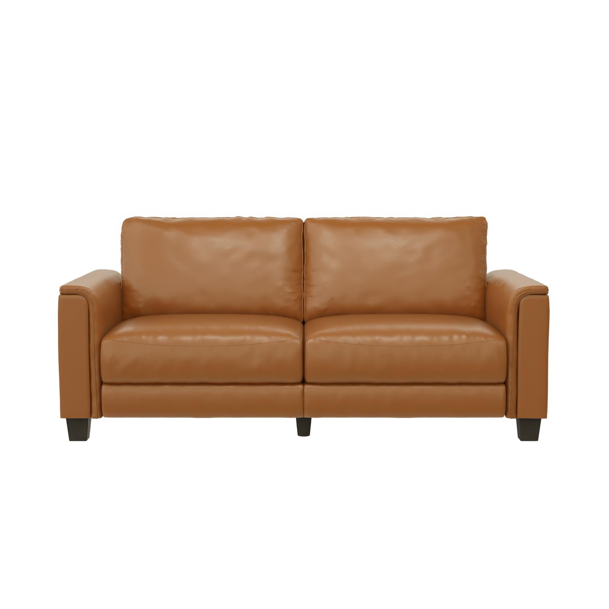DHP Colton 75.5" Upholstered Sofa - Camel Faux Leather - 3-Seater