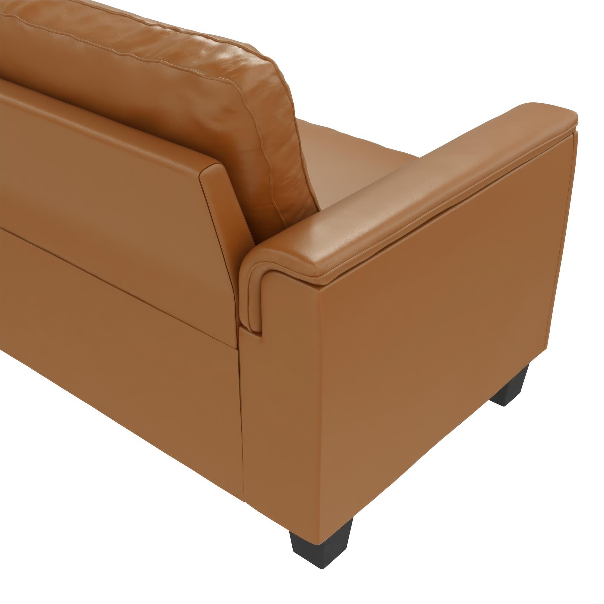 DHP Colton 75.5" Upholstered Sofa - Camel Faux Leather - 3-Seater