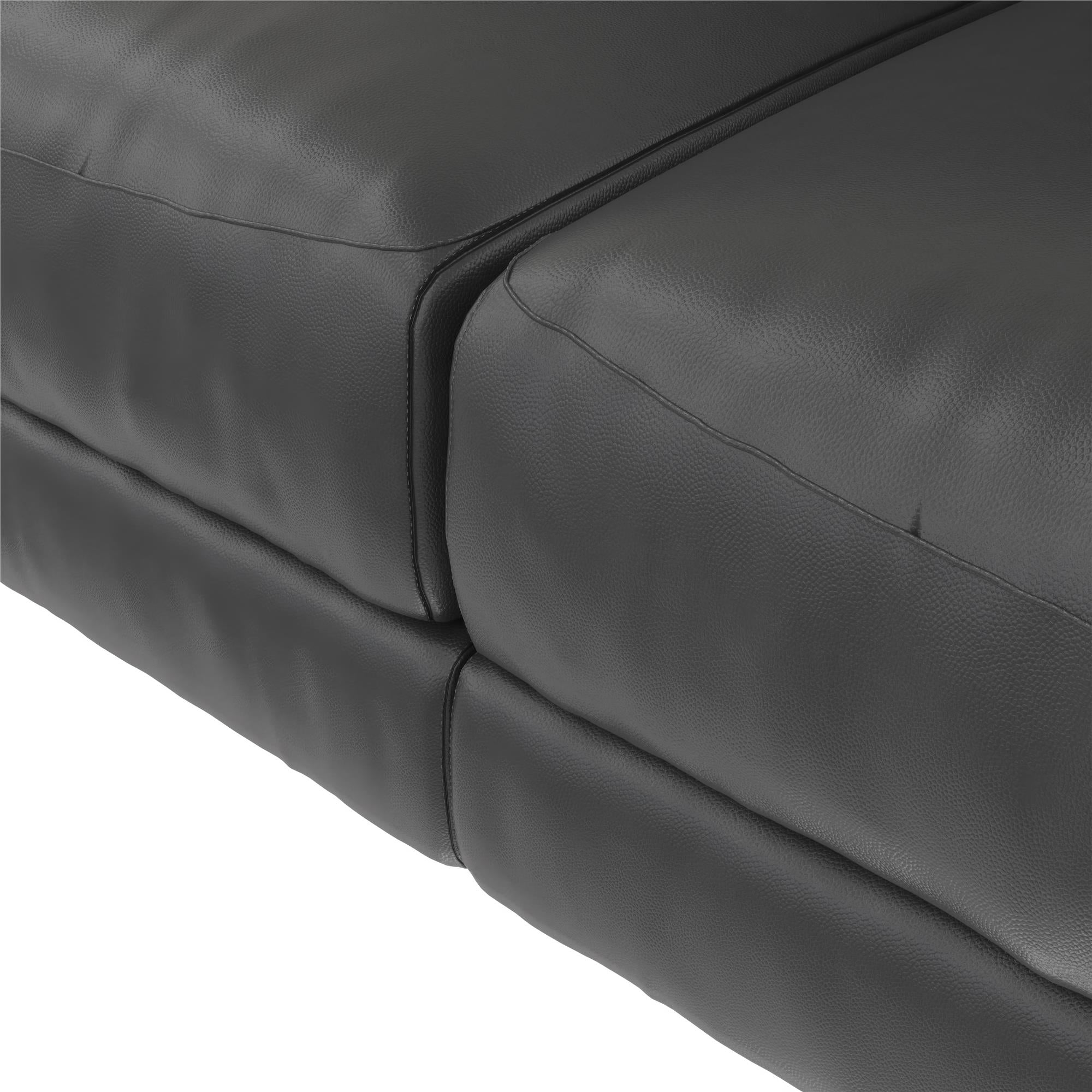 DHP Colton 75.5" Upholstered Sofa - Charcoal Faux Leather - 3-Seater