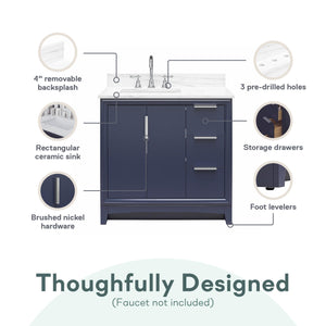 RealRooms Hannson 36" Bathroom Vanity with Sink - French Blue - 36"