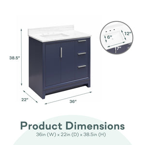 RealRooms Hannson 36" Bathroom Vanity with Sink - French Blue - 36"