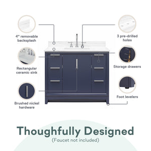RealRooms Hannson 42" Bathroom Vanity with Sink - French Blue - 42"