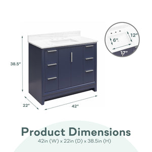 RealRooms Hannson 42" Bathroom Vanity with Sink - French Blue - 42"