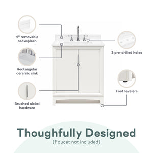 RealRooms Hannson 30" Bathroom Vanity with Sink - White - 30"