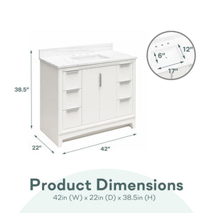 RealRooms Hannson 42" Bathroom Vanity with Sink - White - 42"