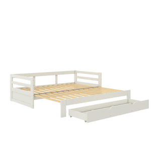 DHP Rhodes Twin to King Wood Daybed with Storage Drawer - White - Twin to King