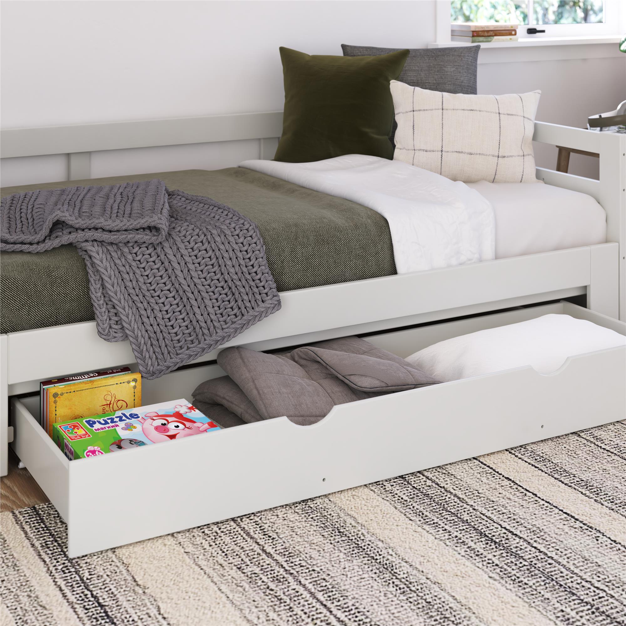 DHP Rhodes Twin to King Wood Daybed with Storage Drawer - White - Twin to King