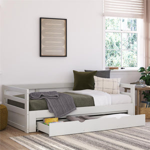 DHP Rhodes Twin to King Wood Daybed with Storage Drawer - White - Twin to King