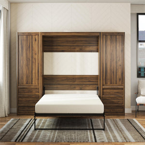 Signature Sleep Paramount Murphy Bed with Armoire Cabinets - Columbia Walnut - Full