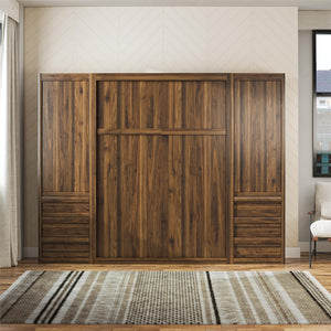 Signature Sleep Paramount Murphy Bed with Armoire Cabinets - Columbia Walnut - Full