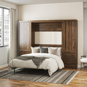 Signature Sleep Paramount Murphy Bed with Armoire Cabinets - Columbia Walnut - Full