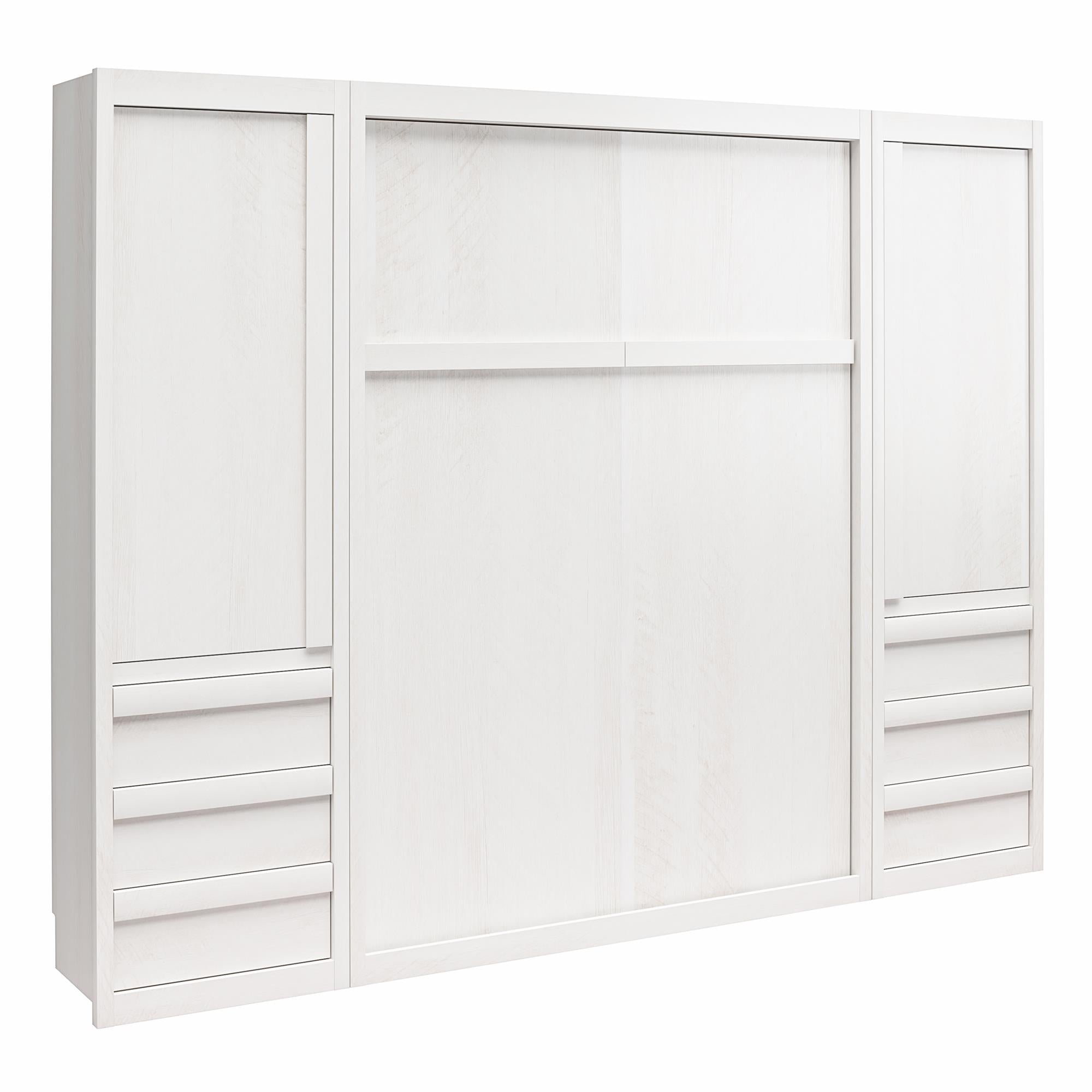 Signature Sleep Paramount Murphy Bed with Armoire Cabinets - Ivory Oak - Full