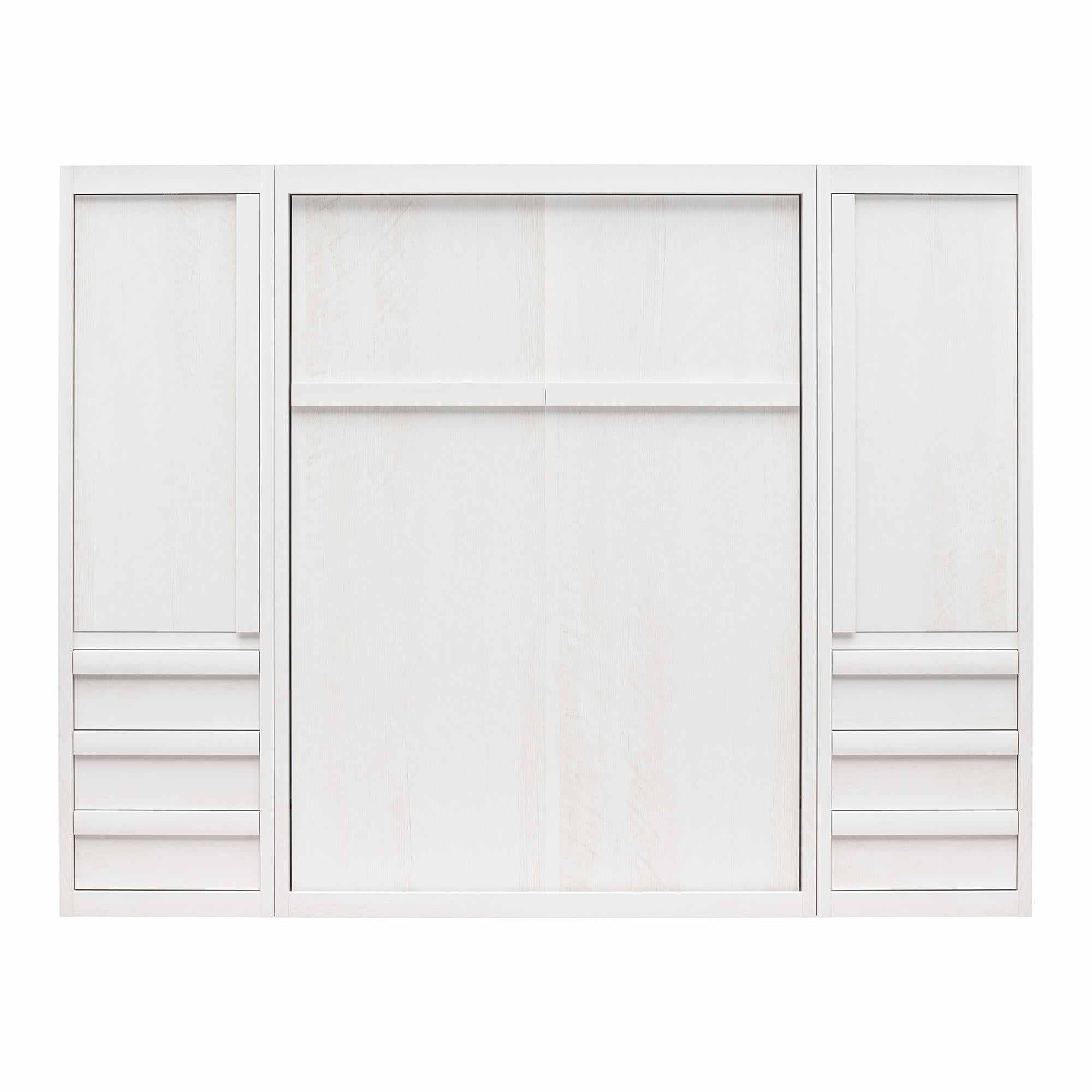 Signature Sleep Paramount Murphy Bed with Armoire Cabinets - Ivory Oak - Full