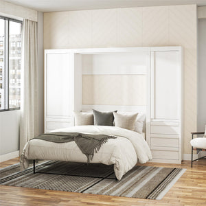 Signature Sleep Paramount Murphy Bed with Armoire Cabinets - Ivory Oak - Full