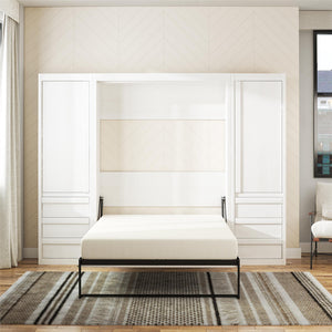 Signature Sleep Paramount Murphy Bed with Armoire Cabinets - Ivory Oak - Full