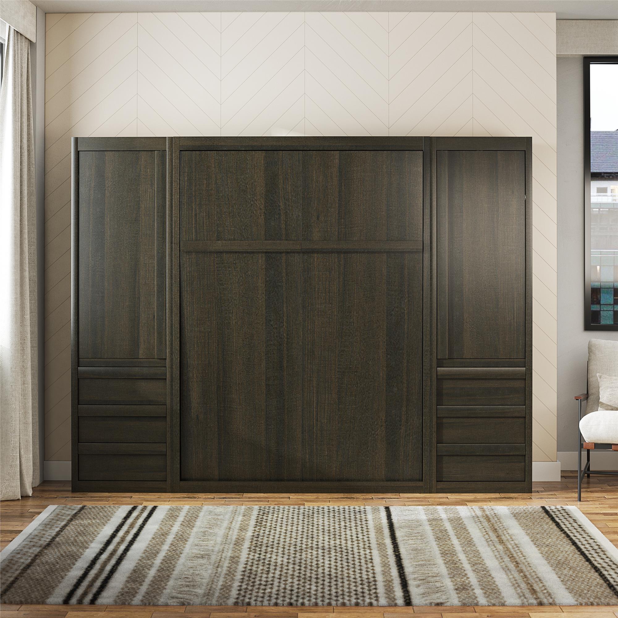 Signature Sleep Paramount Murphy Bed with Armoire Cabinets - Espresso - Full