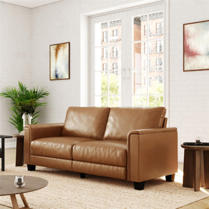 DHP Colton 75.5" Upholstered Sofa - Camel Faux Leather - 3-Seater