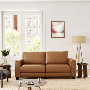 DHP Colton 75.5" Upholstered Sofa - Camel Faux Leather - 3-Seater