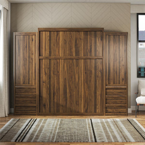 Signature Sleep Paramount Murphy Bed with Armoire Cabinets - Columbia Walnut - Queen