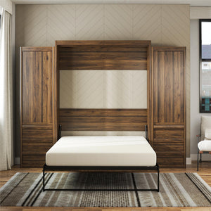 Signature Sleep Paramount Murphy Bed with Armoire Cabinets - Columbia Walnut - Queen