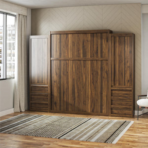 Signature Sleep Paramount Murphy Bed with Armoire Cabinets - Columbia Walnut - Queen