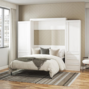 Signature Sleep Paramount Murphy Bed with Armoire Cabinets - Ivory Oak - Queen