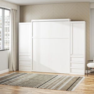 Signature Sleep Paramount Murphy Bed with Armoire Cabinets - Ivory Oak - Queen