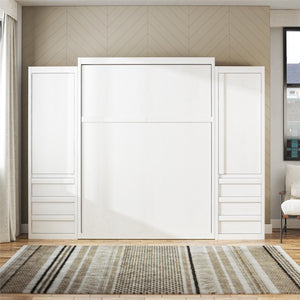 Signature Sleep Paramount Murphy Bed with Armoire Cabinets - Ivory Oak - Queen