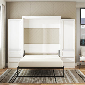 Signature Sleep Paramount Murphy Bed with Armoire Cabinets - Ivory Oak - Queen