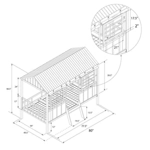 Little Seeds Rowan Valley Forest Loft Bed, Black/White, Twin - White/Black - Twin