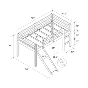 DHP Milton Kids' Low Loft Bed with Slide - White - Twin