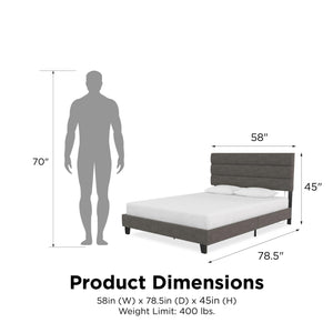 RealRooms Paloma Upholstered Bed with USB - Dark Gray - Full