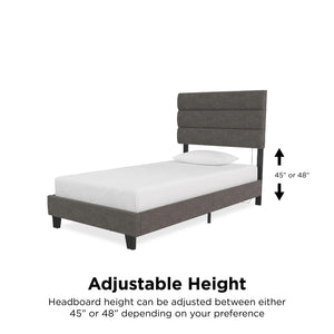 RealRooms Paloma Upholstered Bed with USB - Dark Gray - Twin