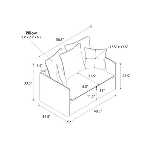 Novogratz Collette Slipcover Loveseat Sofa - Off White Canvas Weave - 2-Seater
