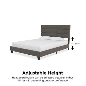 RealRooms Paloma Upholstered Bed with USB - Dark Gray - Full